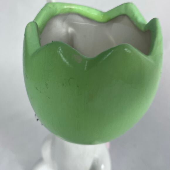 Vintage Ceramic Anthropomorphic Bunny Rabbit Egg Planter Vase Easter Kitschy - Picture 5 of 14